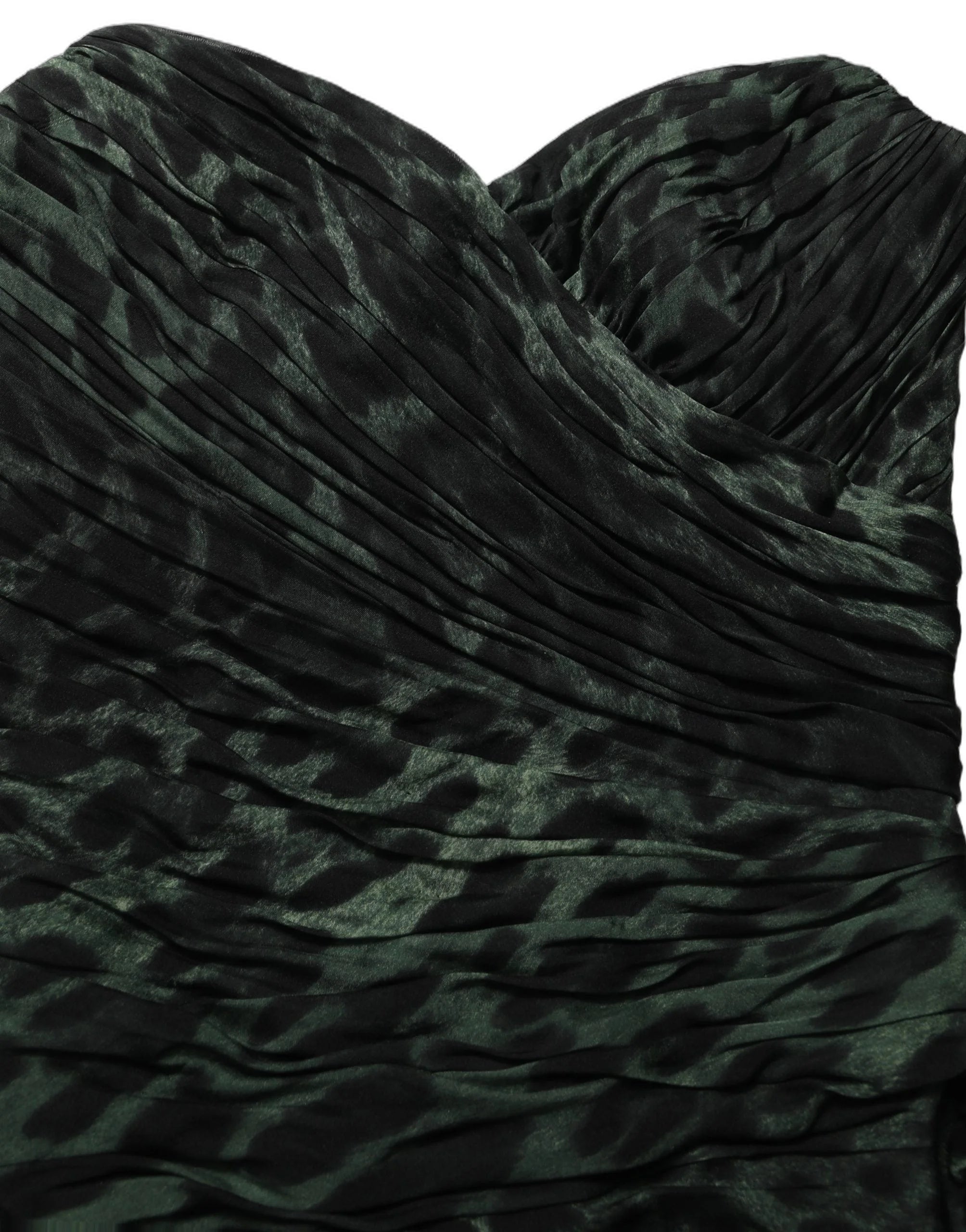Dolce & Gabbana Green Leopard Print Bustier Draped Midi Dress - IT40|S
