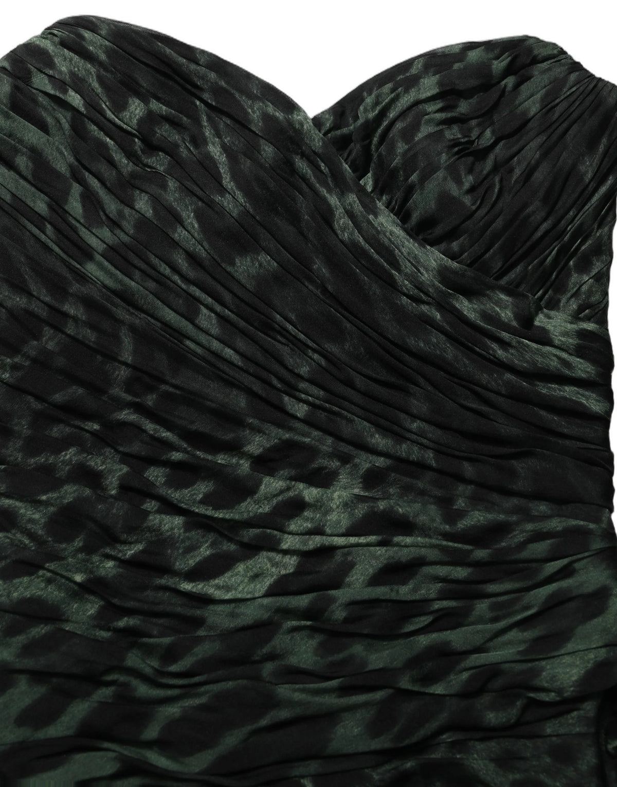 Dolce & Gabbana Green Leopard Print Bustier Draped Midi Dress - IT40|S