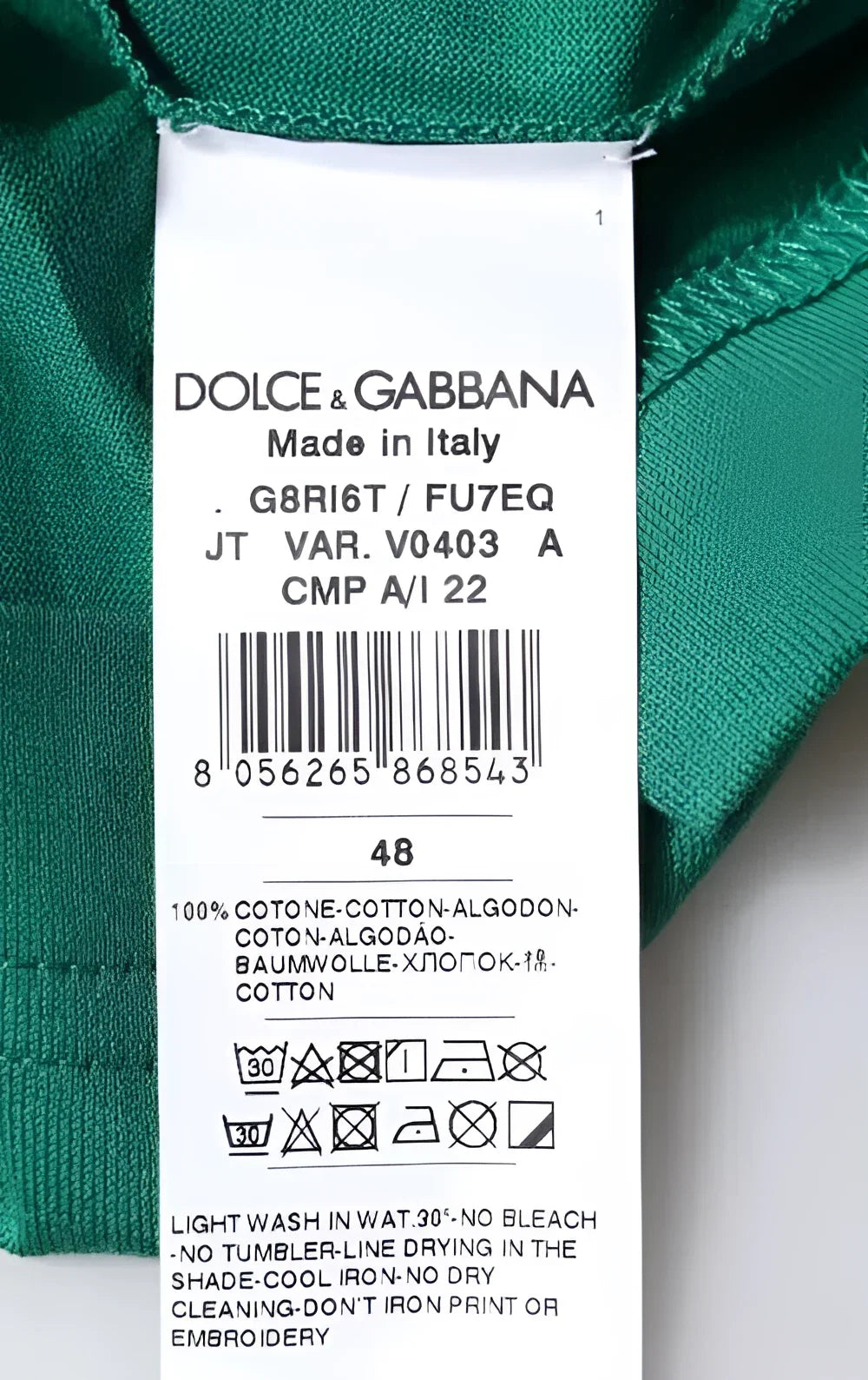 Dolce & Gabbana Green Logo Crew Neck Short Sleeves T-shirt - IT48 | M - T-Shirts