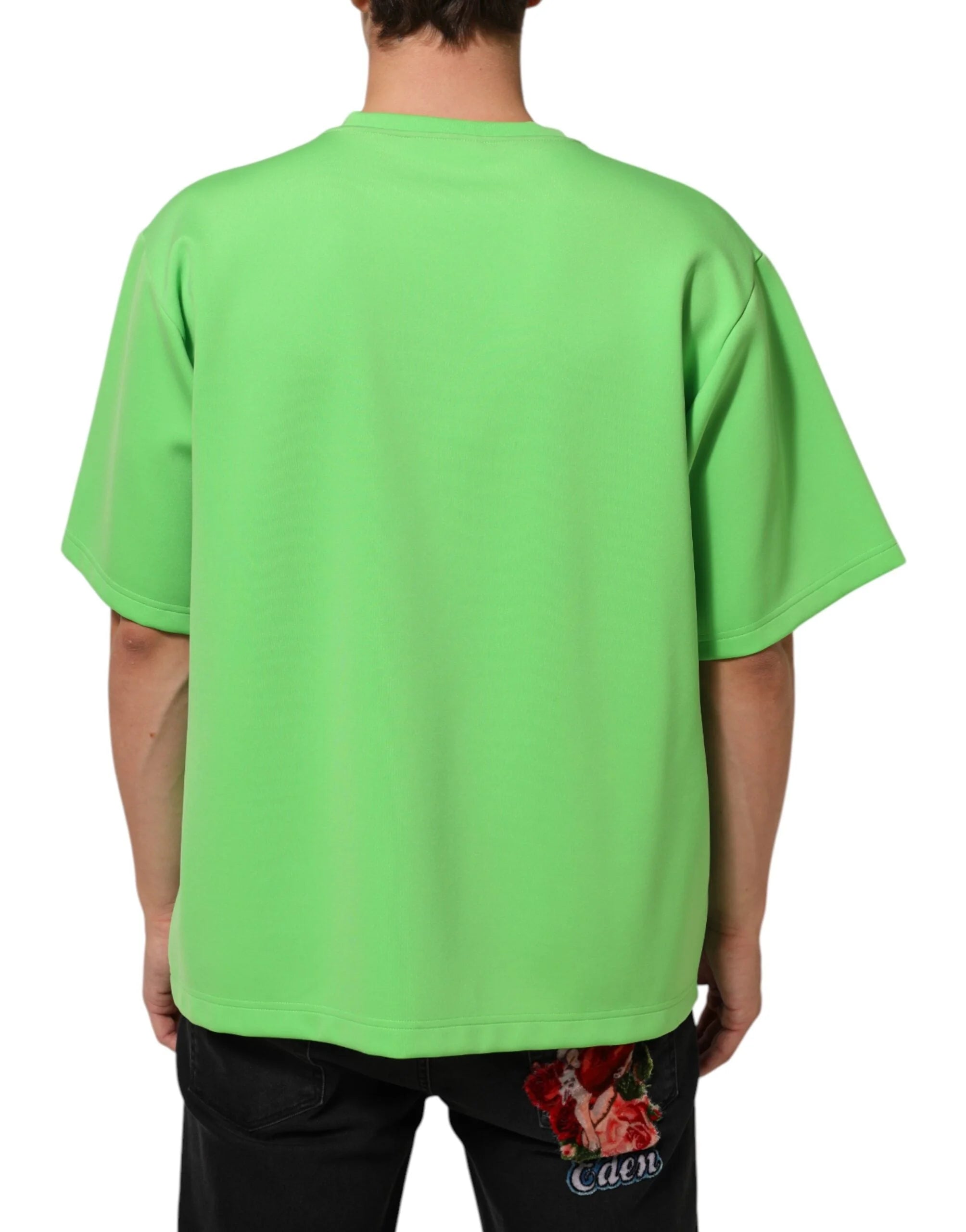 Dolce & Gabbana Green Logo Crew Neck Short Sleeves T-shirt - IT58 | 3XL - T-Shirts