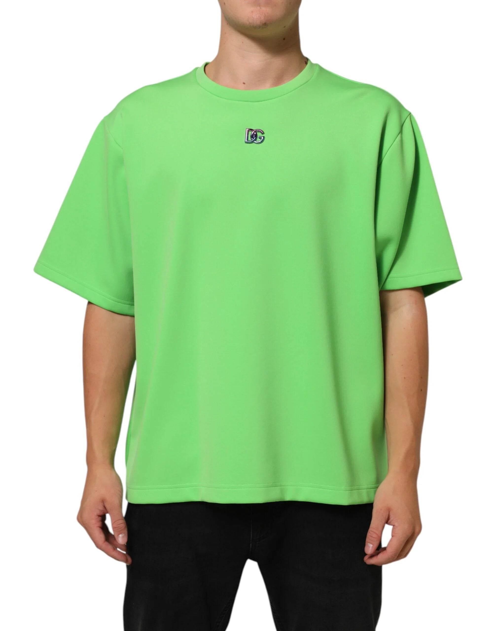 Dolce & Gabbana Green Logo Crew Neck Short Sleeves T-shirt - IT58 | 3XL - T-Shirts