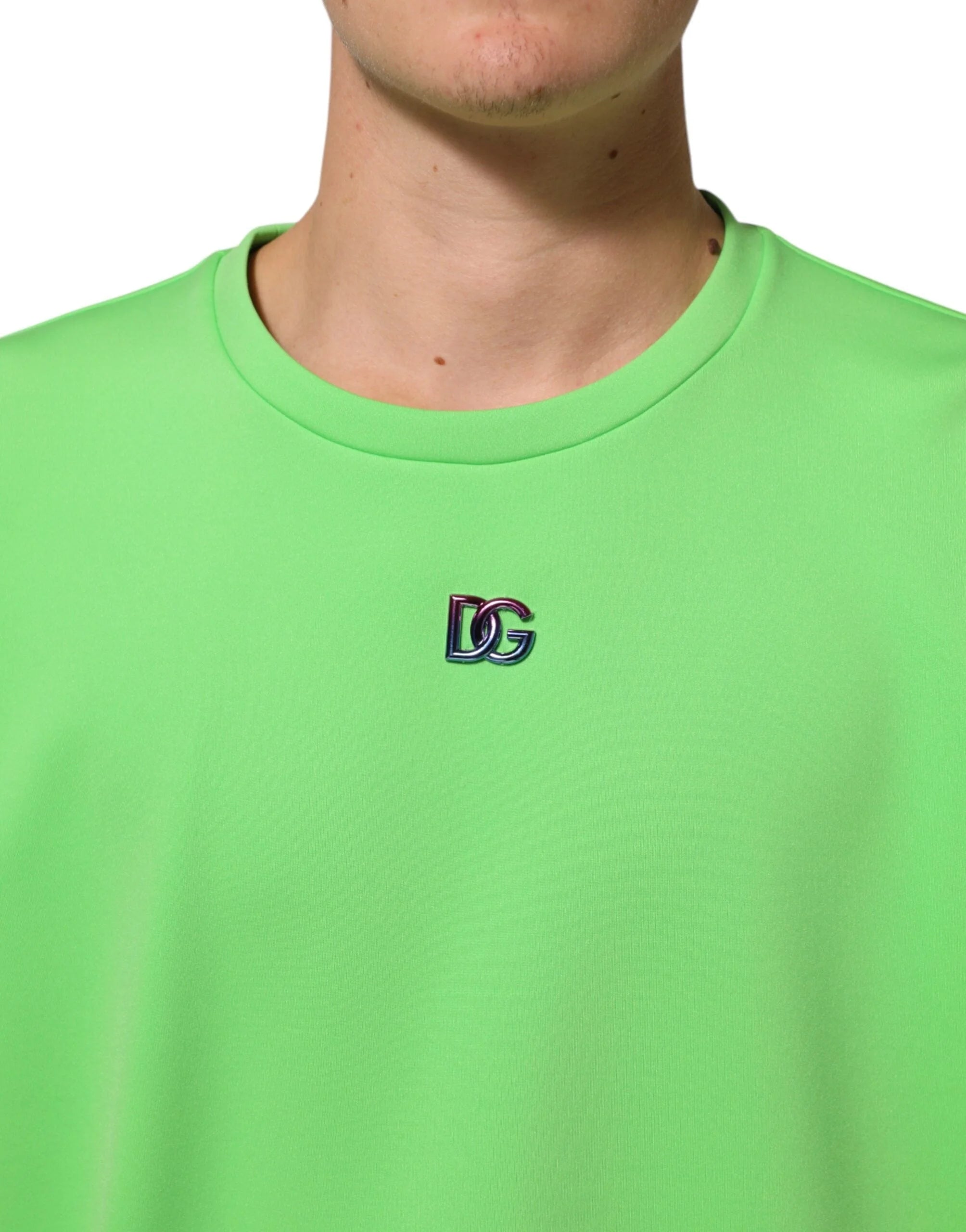 Dolce & Gabbana Green Logo Crew Neck Short Sleeves T-shirt - IT58 | 3XL - T-Shirts