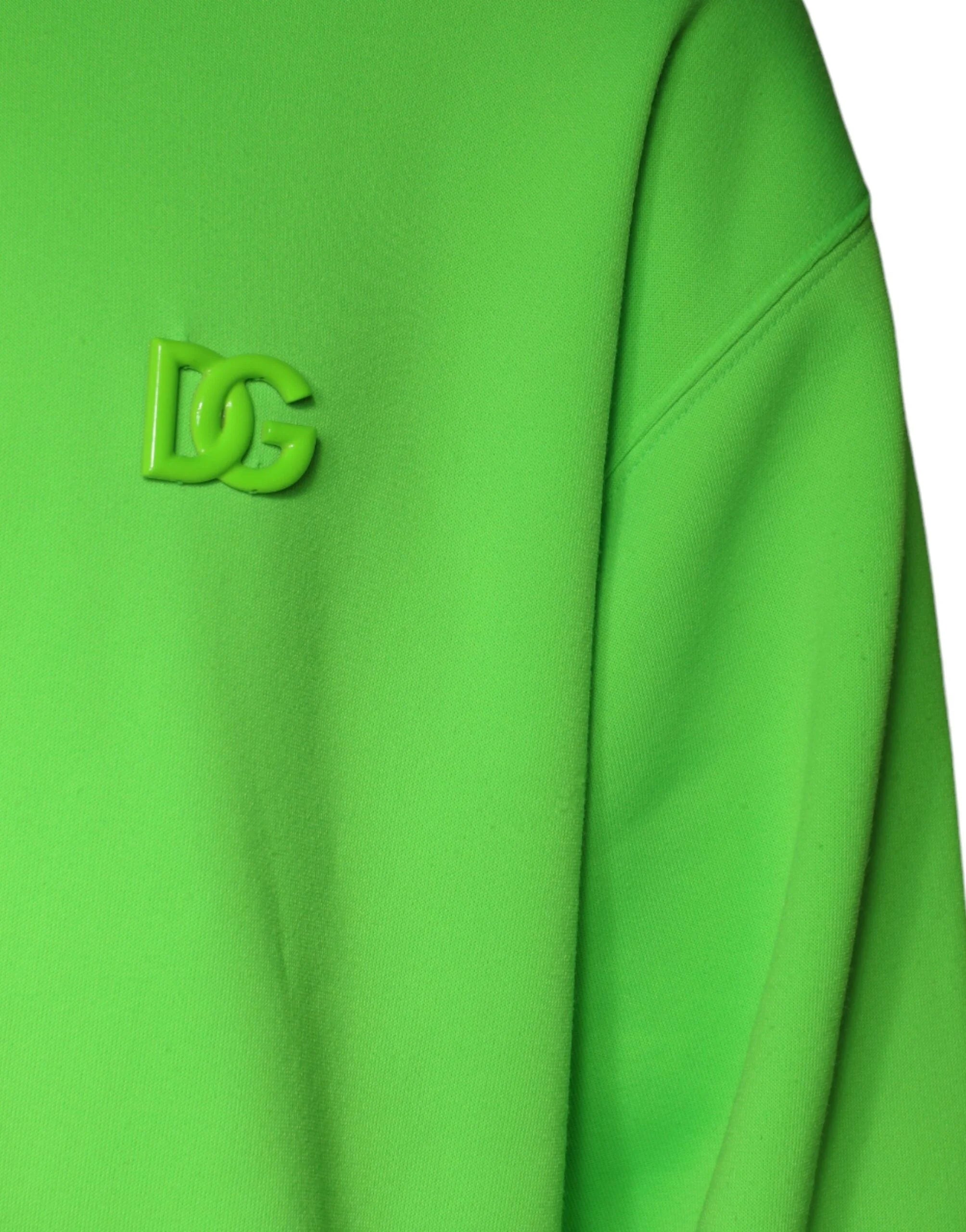 Dolce & Gabbana Green Logo Hooded Pullover Men Sweatshirt Sweater - IT56 | XXL - Hoodies