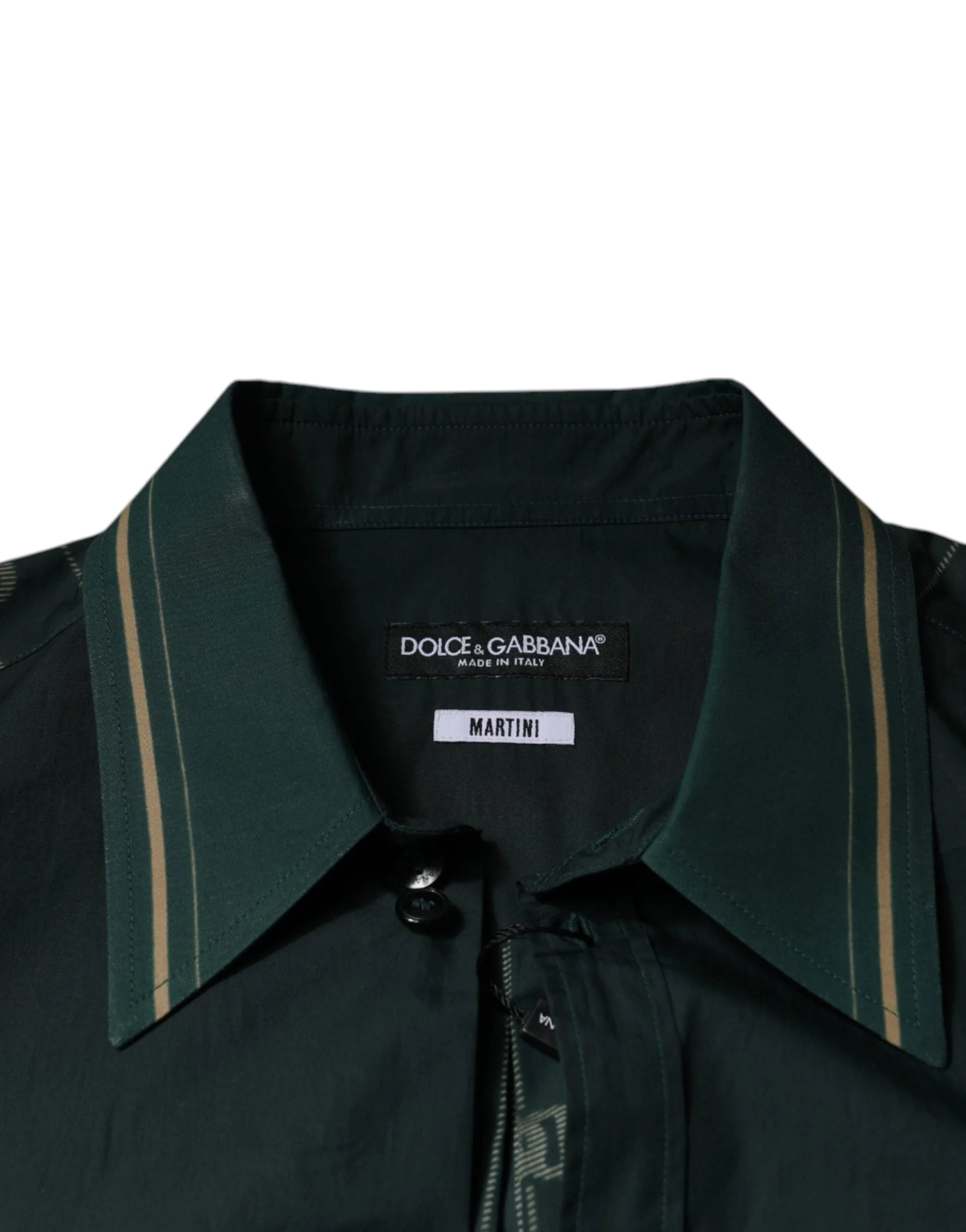 Dolce & Gabbana Green Logo Long Sleeve MARTINI Casual Shirt - IT40 | M - Shirts