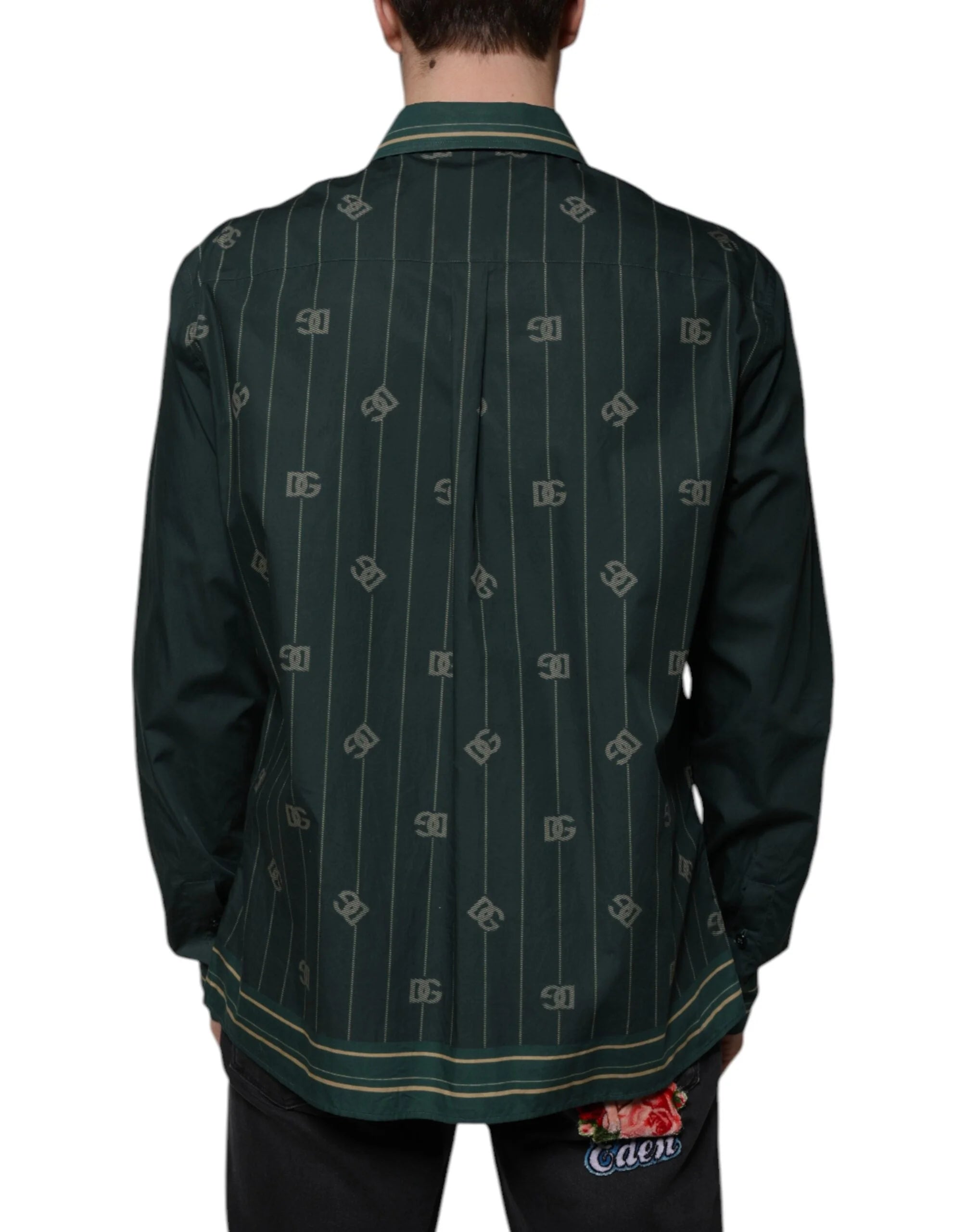 Dolce & Gabbana Green Logo Long Sleeve MARTINI Casual Shirt - IT40 | M - Shirts