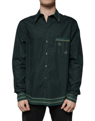Dolce & Gabbana Green Logo Long Sleeve MARTINI Casual Shirt - IT40 | M - Shirts