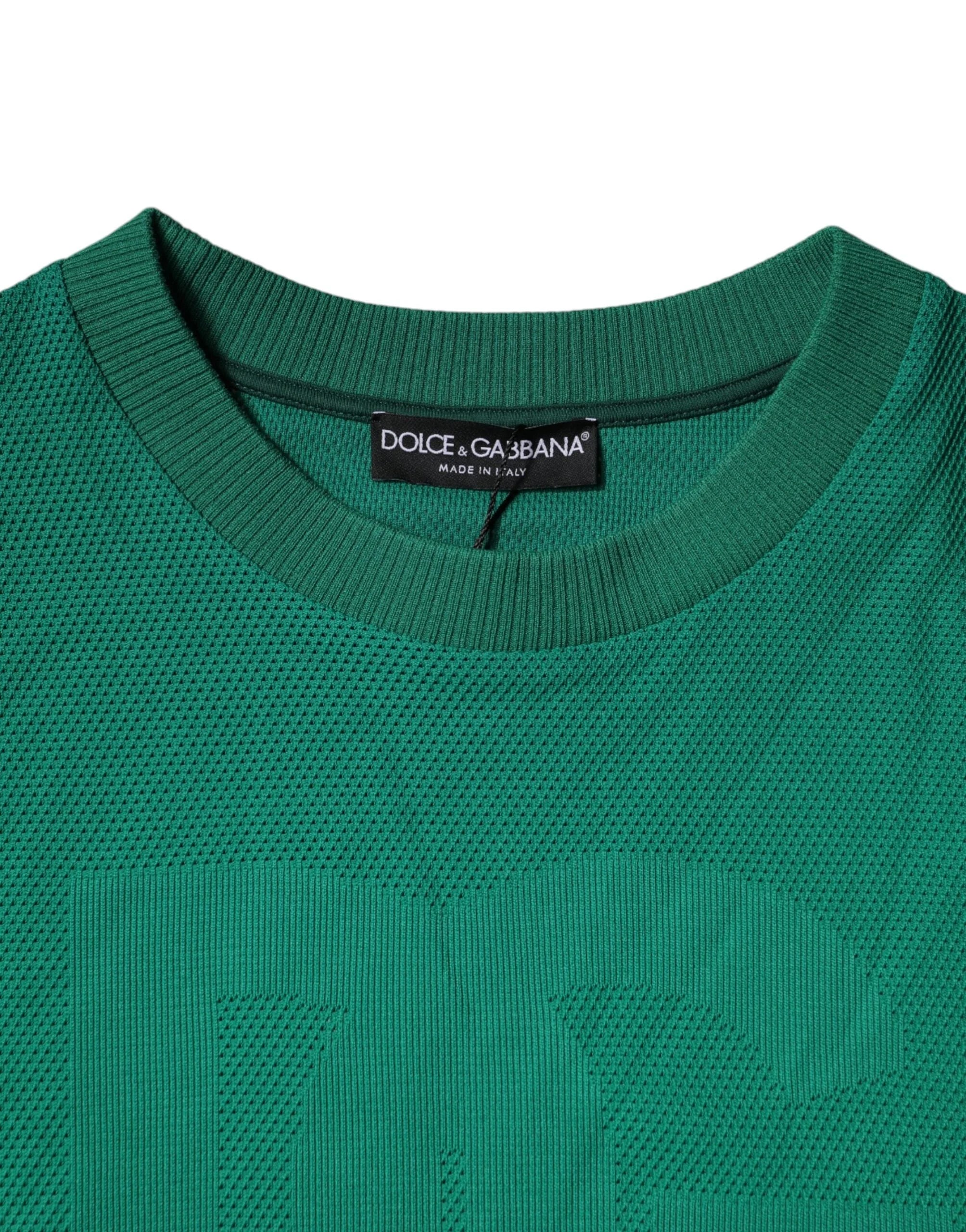 Dolce & Gabbana Green Logo Nylon Crew Neck Pullover Sweater - IT54 | XL - Sweaters