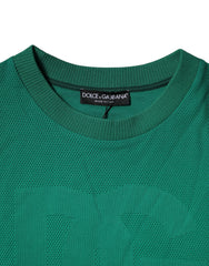 Dolce & Gabbana Green Logo Nylon Crew Neck Pullover Sweater - IT54 | XL - Sweaters