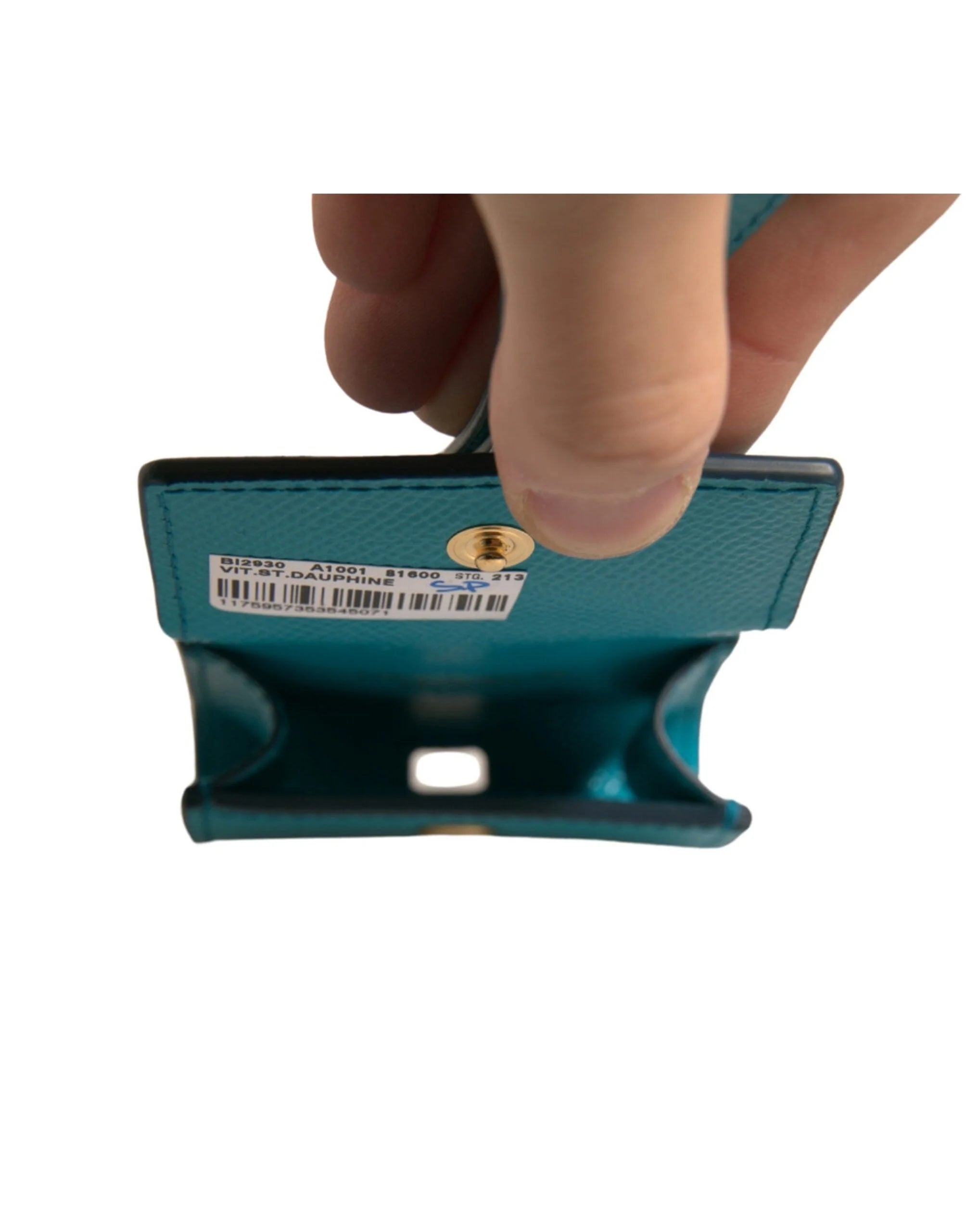 Dolce & Gabbana Green Logo Plaque Leather Gold Metal Strap Airpods Case - Headphone Carrying Cases