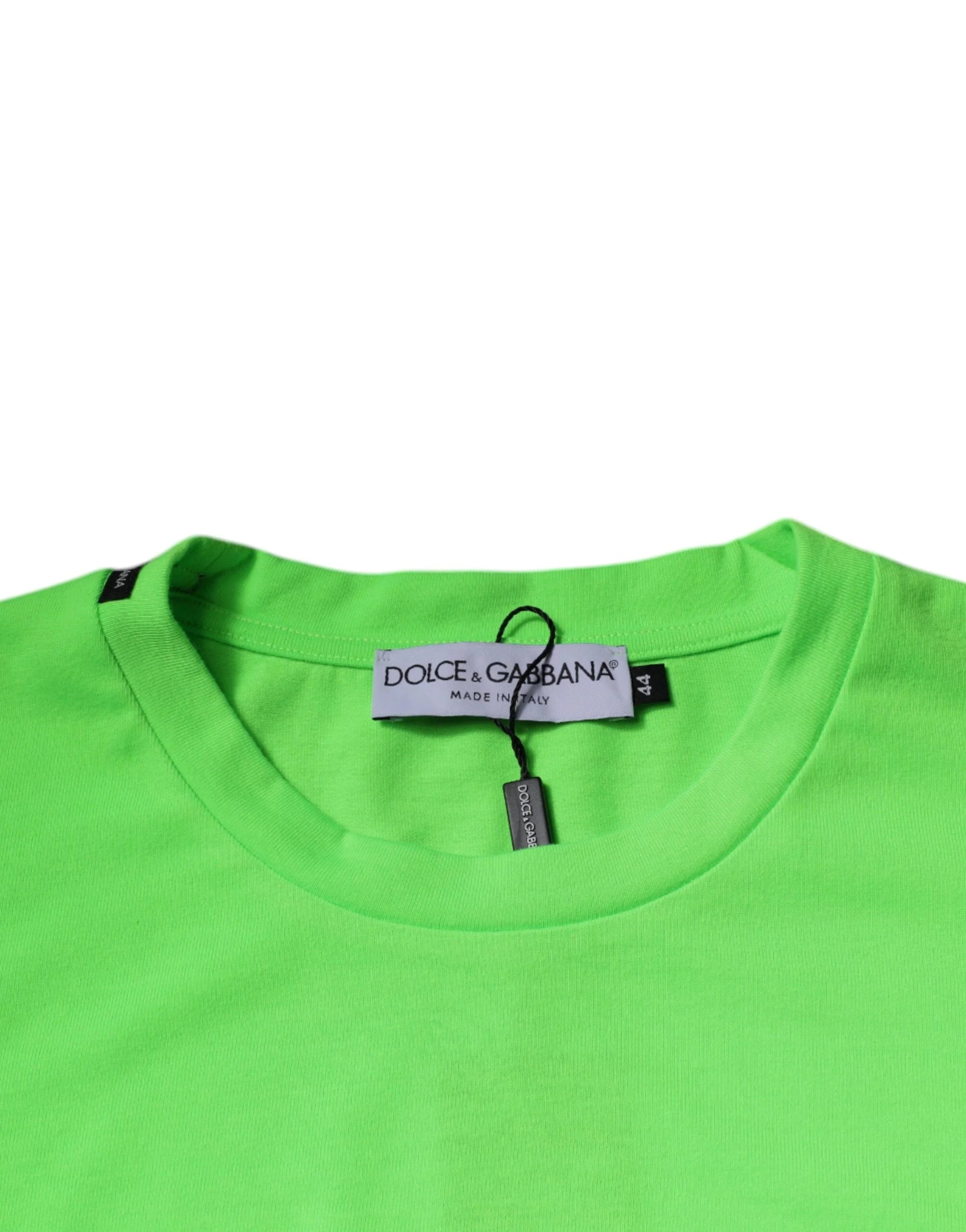 Dolce & Gabbana Green Logo Polyester Crew Neck T-shirt - IT44 | XS - T-Shirts