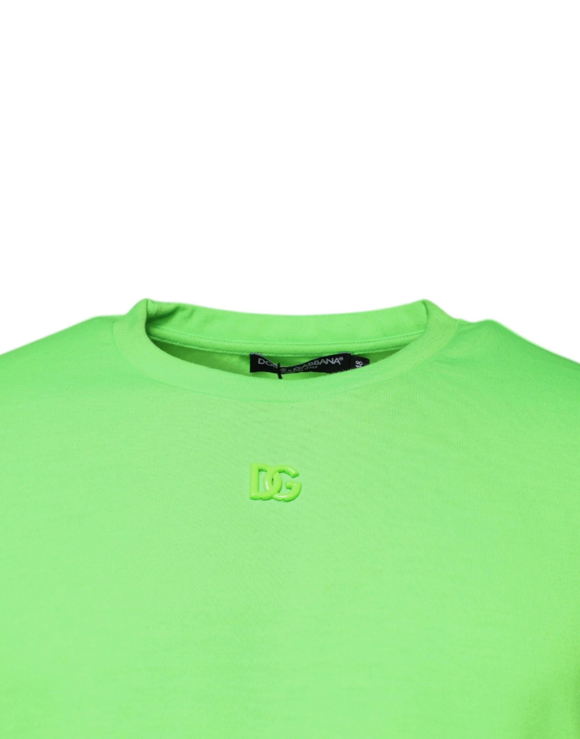 Dolce & Gabbana Green Logo Polyester Crew Neck T-shirt - IT48 | M - T-Shirts