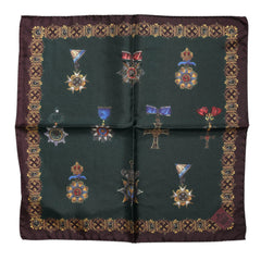 Dolce & Gabbana Green Medals Silk Square Foulard Scarf - Scarves & Shawls