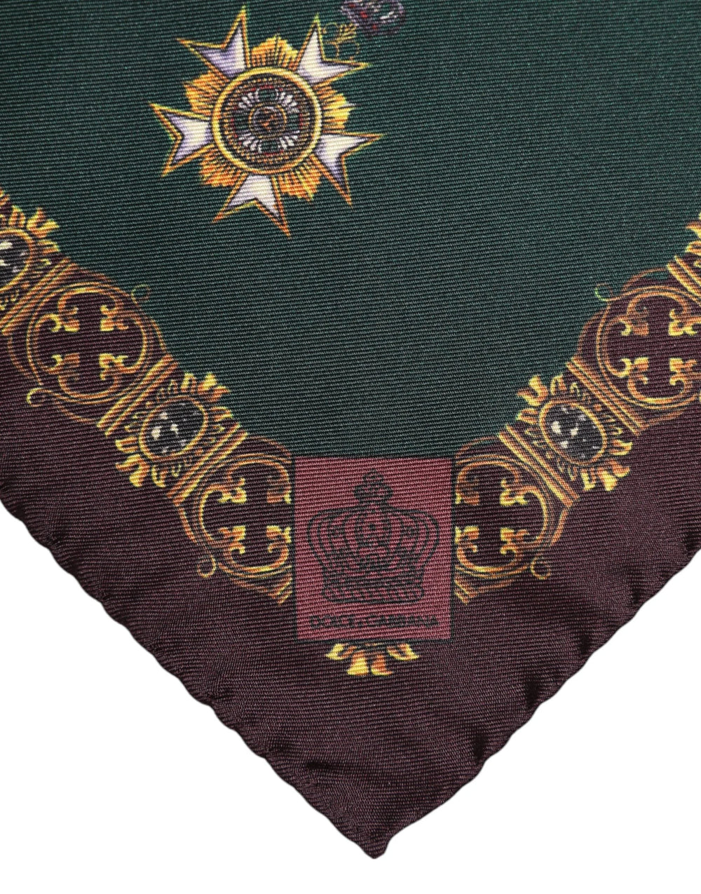 Dolce & Gabbana Green Medals Silk Square Foulard Scarf - Scarves & Shawls