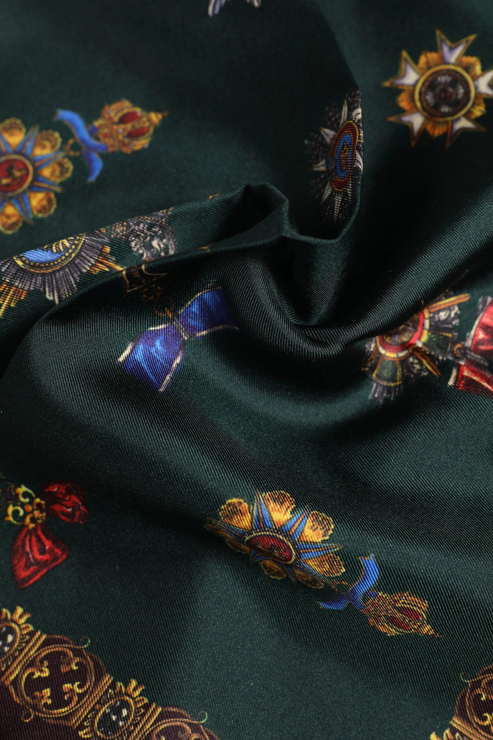 Dolce & Gabbana Green Medals Silk Square Foulard Scarf - Scarves & Shawls
