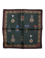 Dolce & Gabbana Green Medals Silk Square Foulard Scarf - Scarves & Shawls