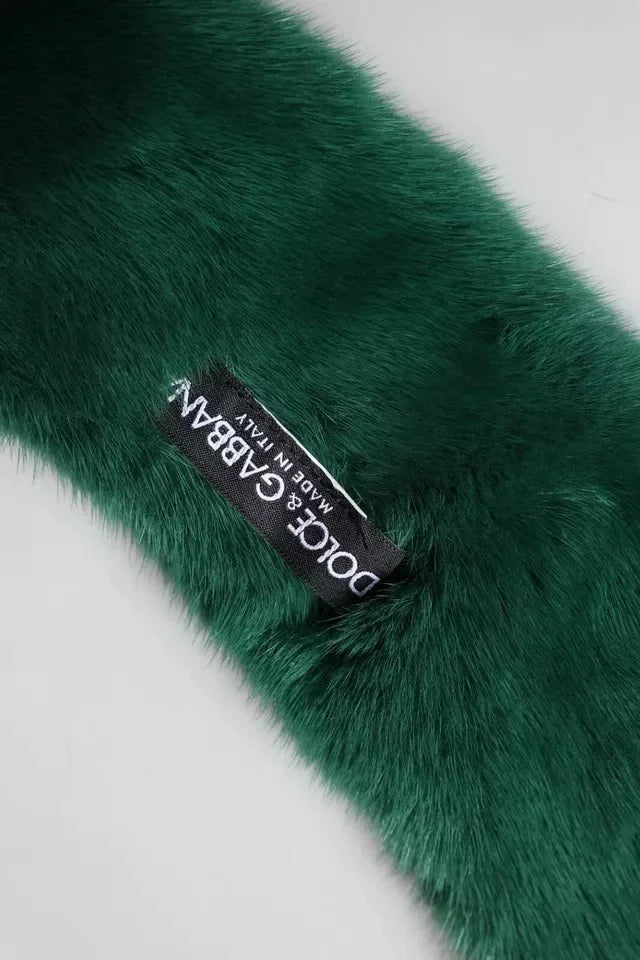 Dolce & Gabbana Green Mink Fur Collar Women Neck Wrap Scarf - Scarves & Shawls