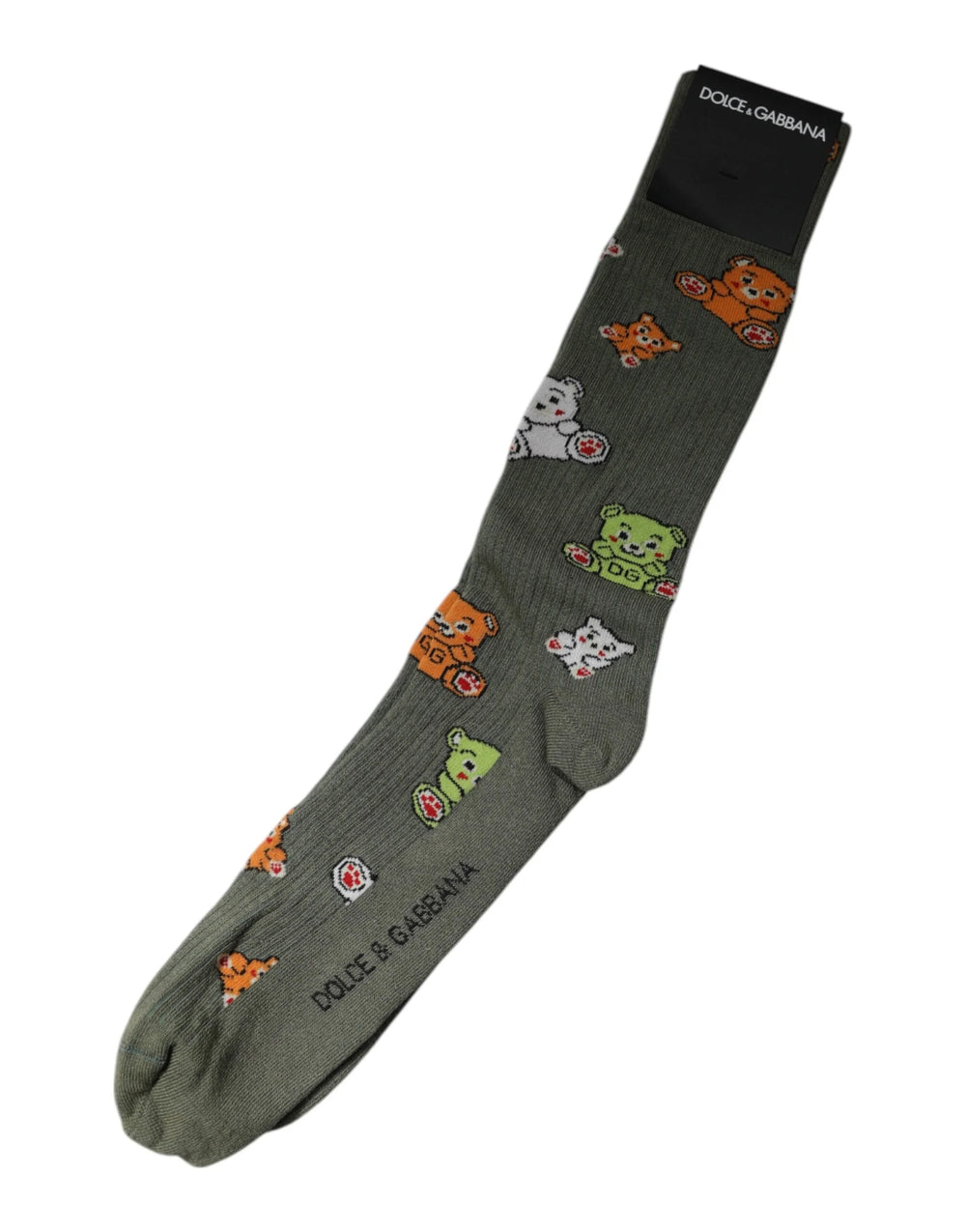 Dolce & Gabbana Green Nylon DG Bear Printed Mid Calf Socks - XL - Crew Socks