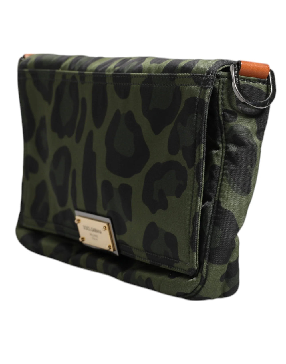 Dolce & Gabbana Green Nylon Leopard Print Shell Messenger Crossbody Bag - Cross Body Bags