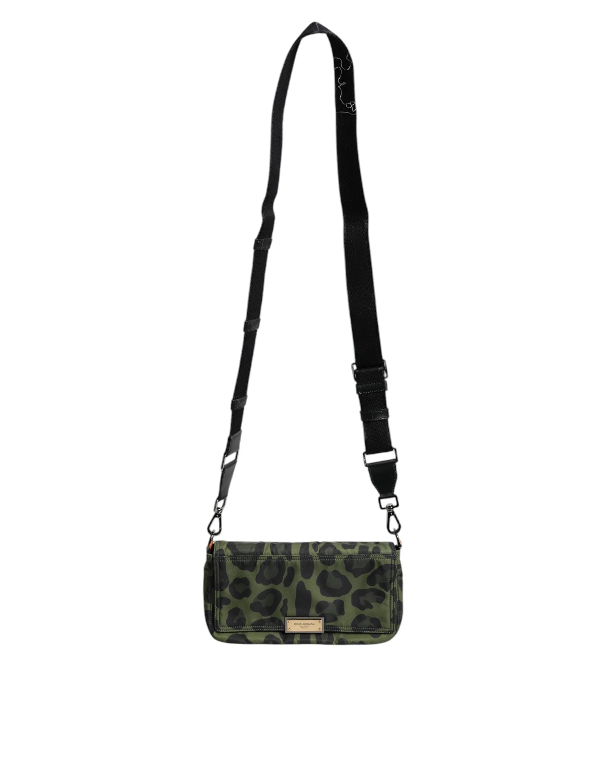 Dolce & Gabbana Green Nylon Leopard Print Shell Messenger Crossbody Bag - Cross Body Bags