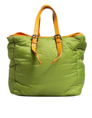 Dolce & Gabbana Green Nylon Padded Logo Plaque Tote Crossbody Bag