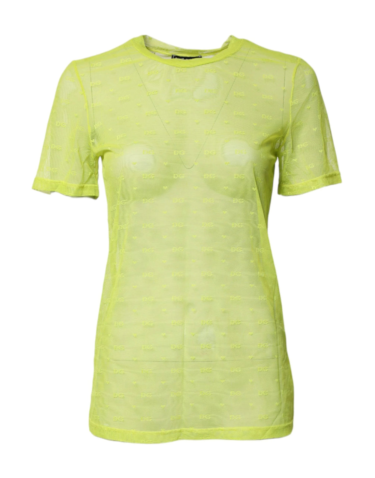 Dolce & Gabbana Green Nylon See Through Women Short Sleeves Top - IT2 | S - T-Shirts