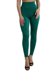 Dolce & Gabbana Green Nylon Stretch Slim Leggings Pants - IT40|S - Leggings