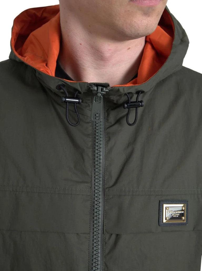 Dolce & Gabbana Green Orange Hooded Cotton Full Zip Jacket - IT58 | XXL - Track Jackets