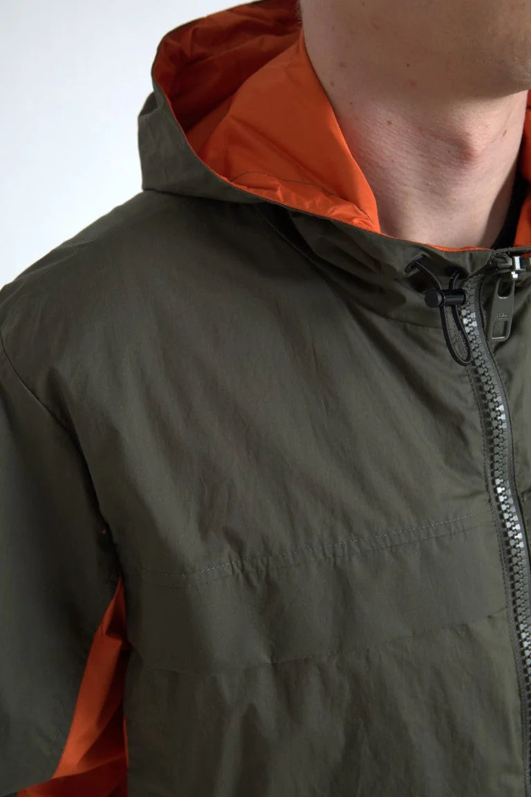 Dolce & Gabbana Green Orange Hooded Cotton Full Zip Jacket - IT58 | XXL - Track Jackets