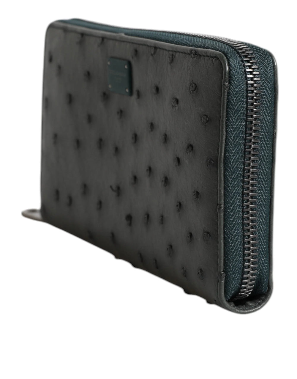 Dolce & Gabbana Green Ostrich Logo Plaque Zip Around Continental Wallet - Wallets