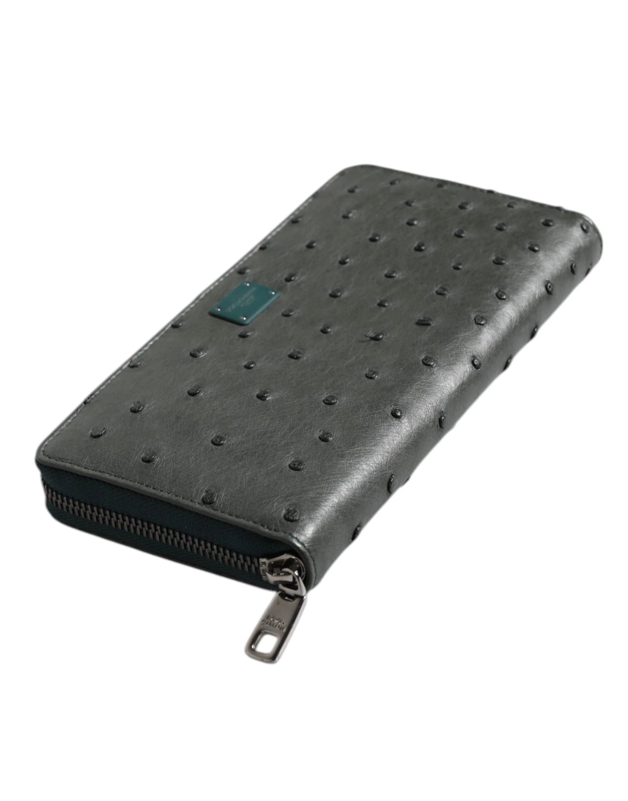 Dolce & Gabbana Green Ostrich Logo Plaque Zip Around Continental Wallet - Wallets