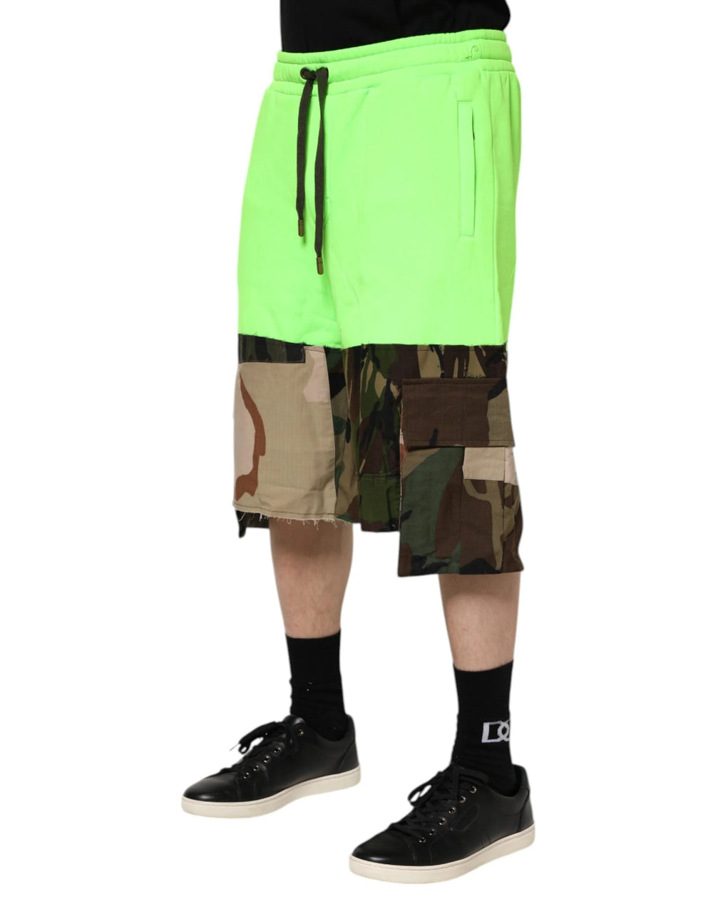 Dolce & Gabbana Green Patchwork Cargo Bermuda Men Shorts - Bermudas