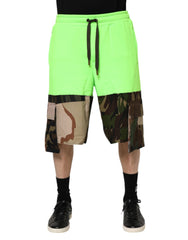 Dolce & Gabbana Green Patchwork Cargo Bermuda Men Shorts - Bermudas