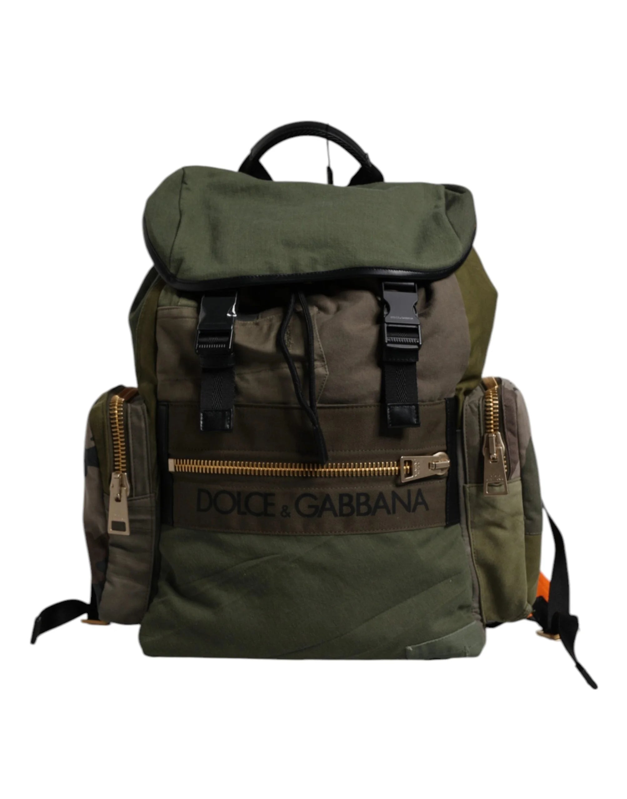 Dolce & Gabbana Green Patchwork Travel Backpack Military Bag - Backpacks