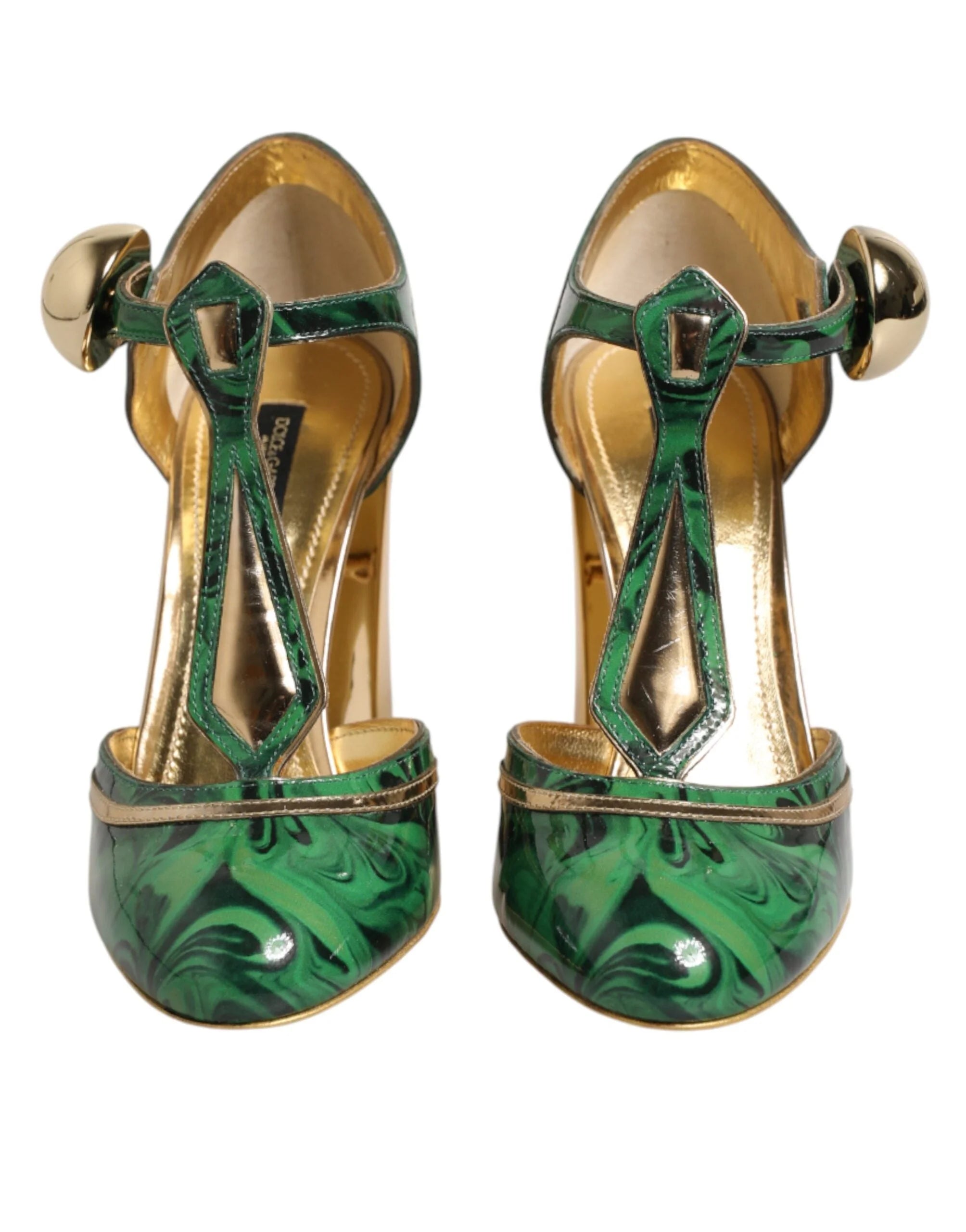 Dolce & Gabbana Green Patent Leather Vally Heels Pumps Shoes - EU38/US7.5 - Heels