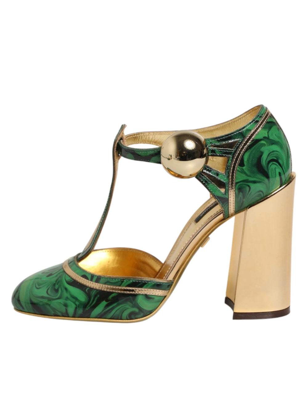 Dolce & Gabbana Green Patent Leather Vally Heels Pumps Shoes - EU38/US7.5 - Heels