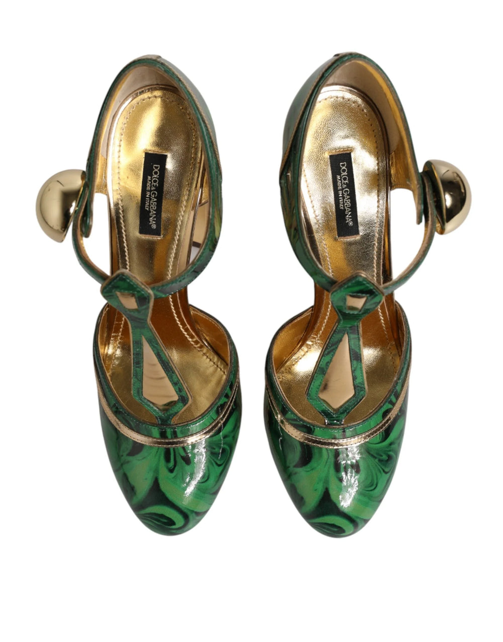 Dolce & Gabbana Green Patent Leather Vally Heels Pumps Shoes - EU38/US7.5 - Heels