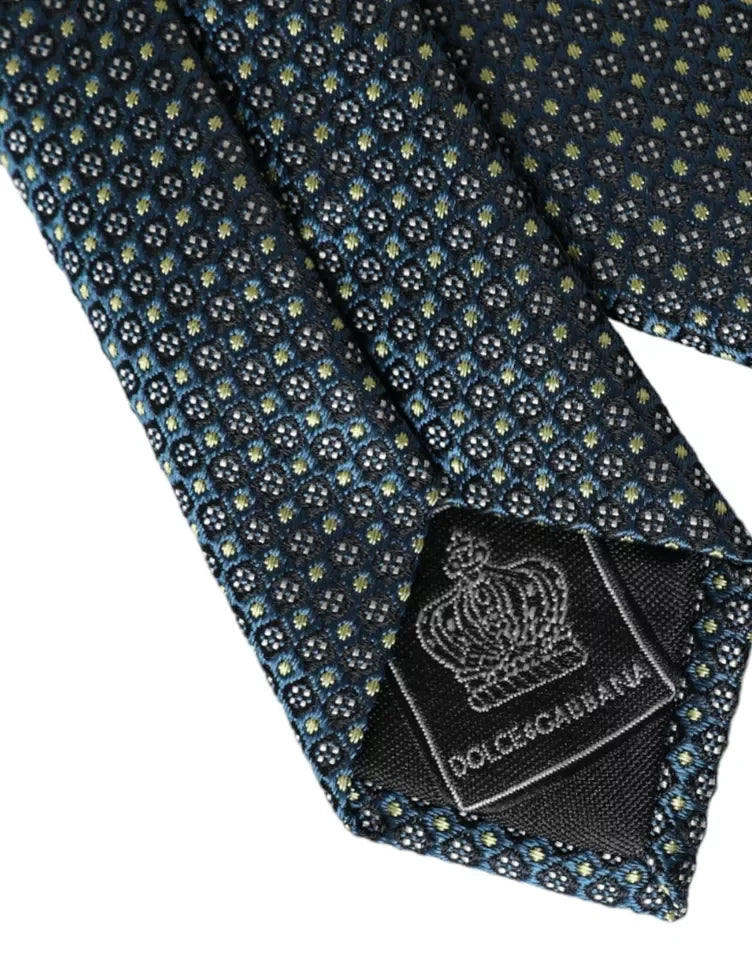 Dolce & Gabbana Green Patterned 100% Silk Adjustable Men Tie - Neckties