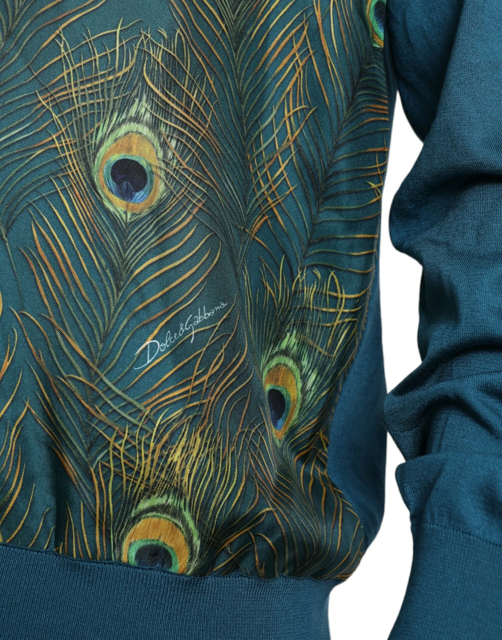 Dolce & Gabbana Green Peacock Feather Pullover Sweater - IT52 | XL - Sweaters