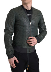 Dolce & Gabbana Green Perforated Leather Bomber Jacket - Bomber Jackets