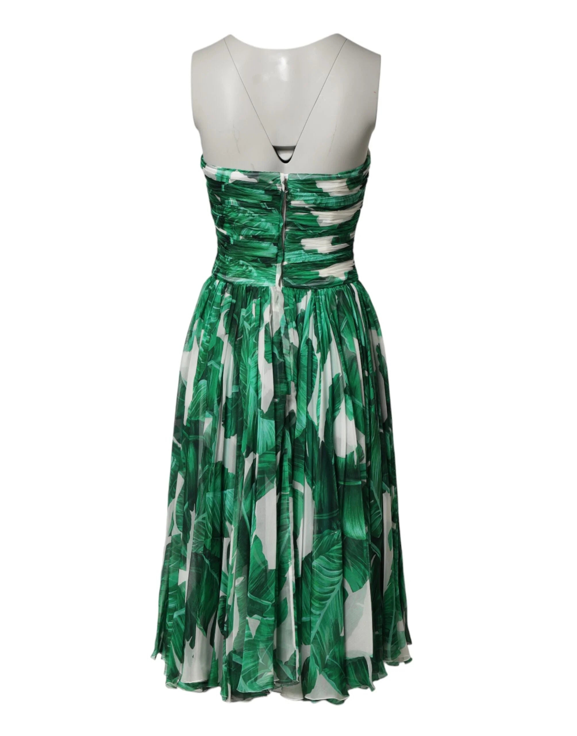Dolce & Gabbana Green Pineapple Embellished BananaLeaf Dress - IT38|XS