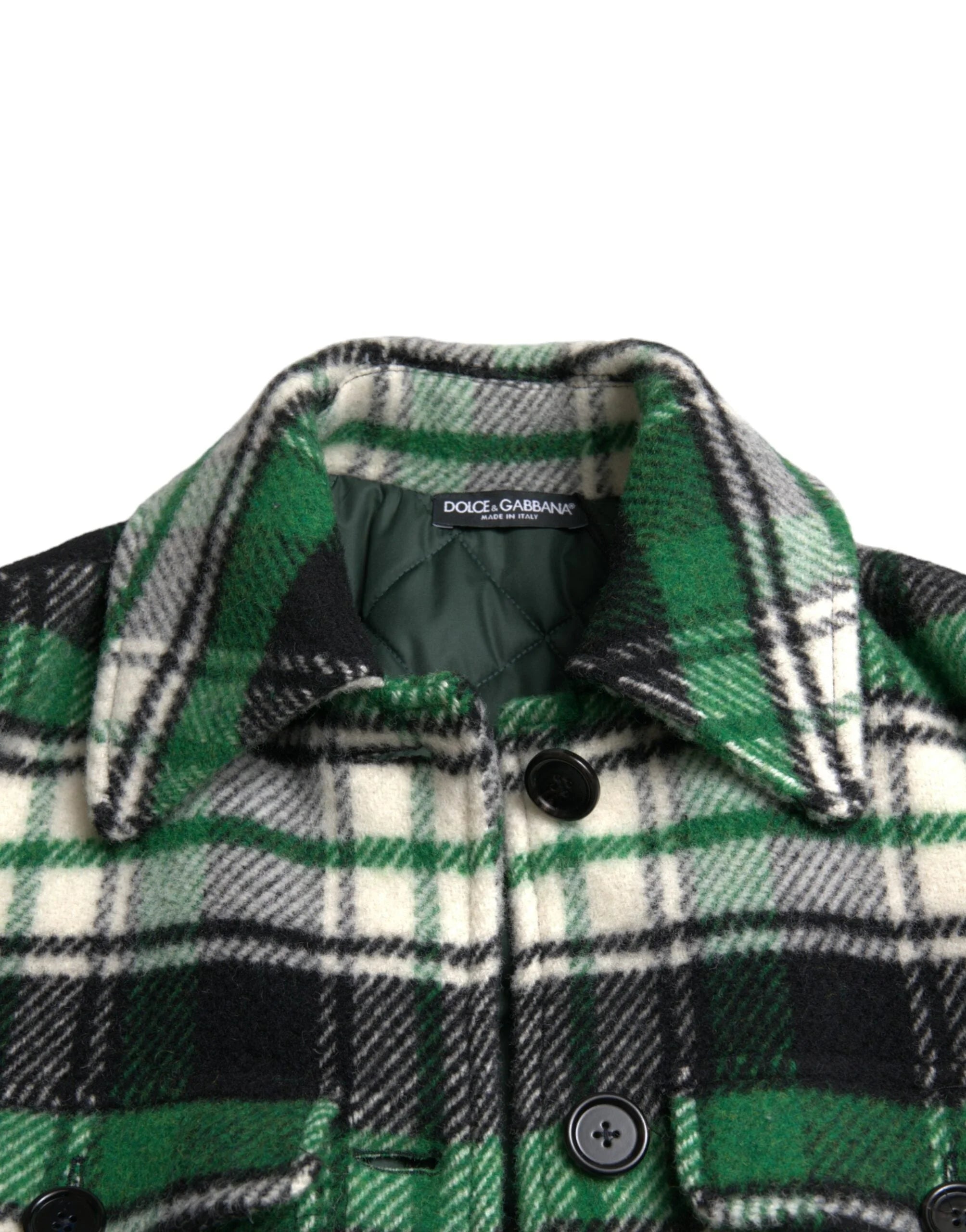 Dolce & Gabbana Green Plaid Long Sleeve Casual Coat Jacket - IT40|S - Overcoats