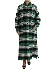 Dolce & Gabbana Green Plaid Long Sleeve Casual Coat Jacket - IT40|S - Overcoats
