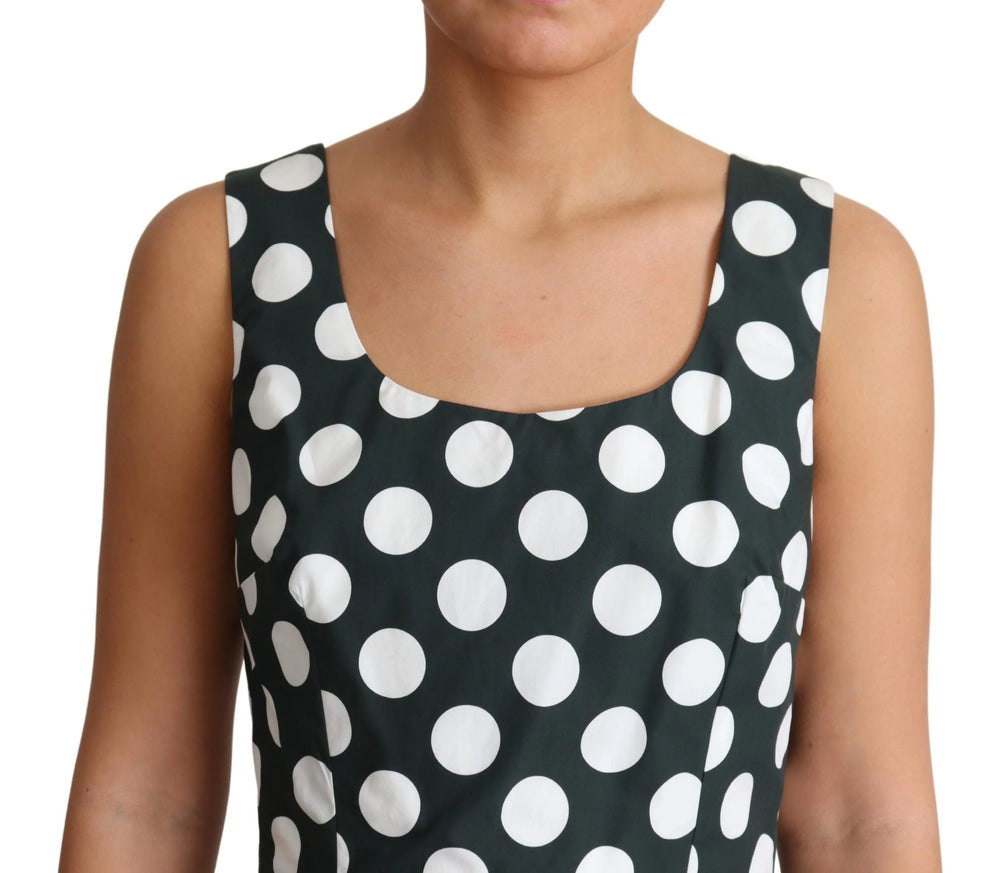 Dolce & Gabbana Green Polka Dotted Cotton A-Line Dress - IT40|S - Dresses