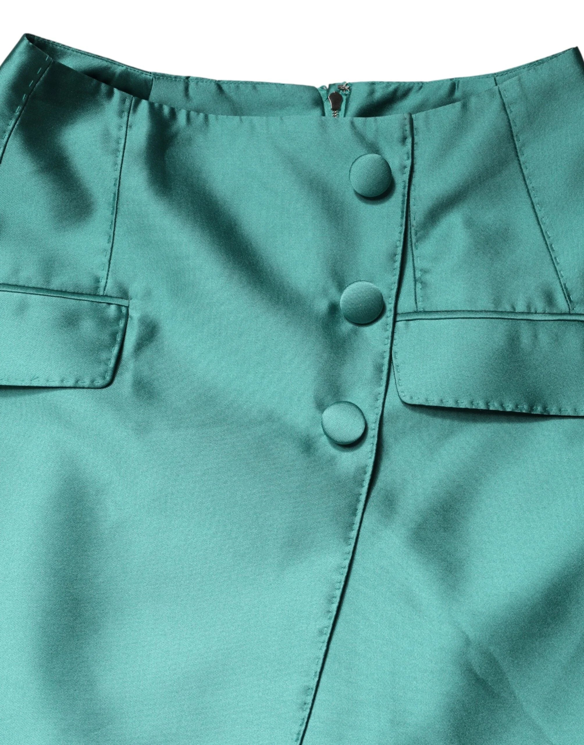Dolce & Gabbana Green Polyester Button High Waist Mini Skirt - IT38 | XS