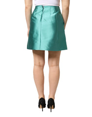 Dolce & Gabbana Green Polyester Button High Waist Mini Skirt - IT38 | XS