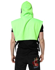Dolce & Gabbana Green Polyester Hooded Sportswear Vest Sweater - Hoodies