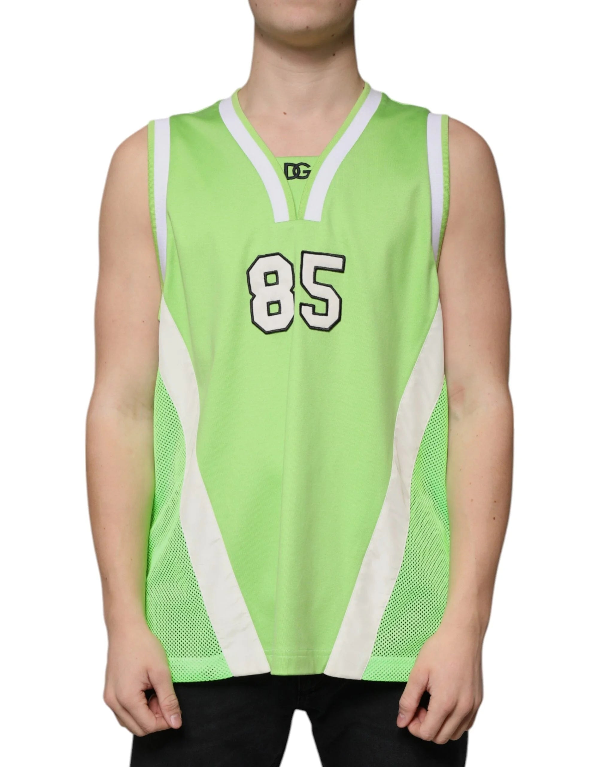 Dolce & Gabbana Green Polyester Jersey Sleeveless T-shirt - IT48 | M - Tank Tops