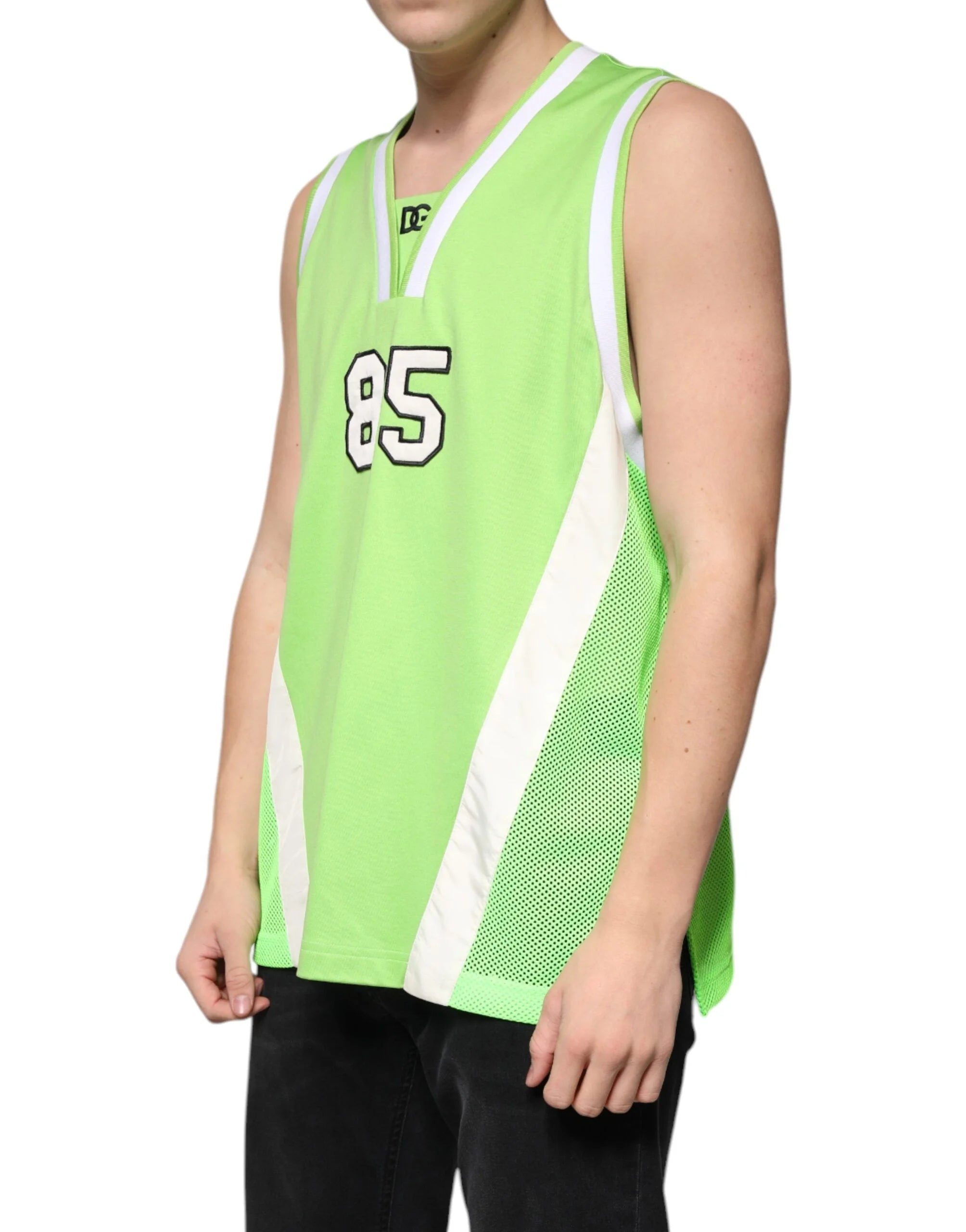 Dolce & Gabbana Green Polyester Jersey Sleeveless T-shirt - IT48 | M - Tank Tops