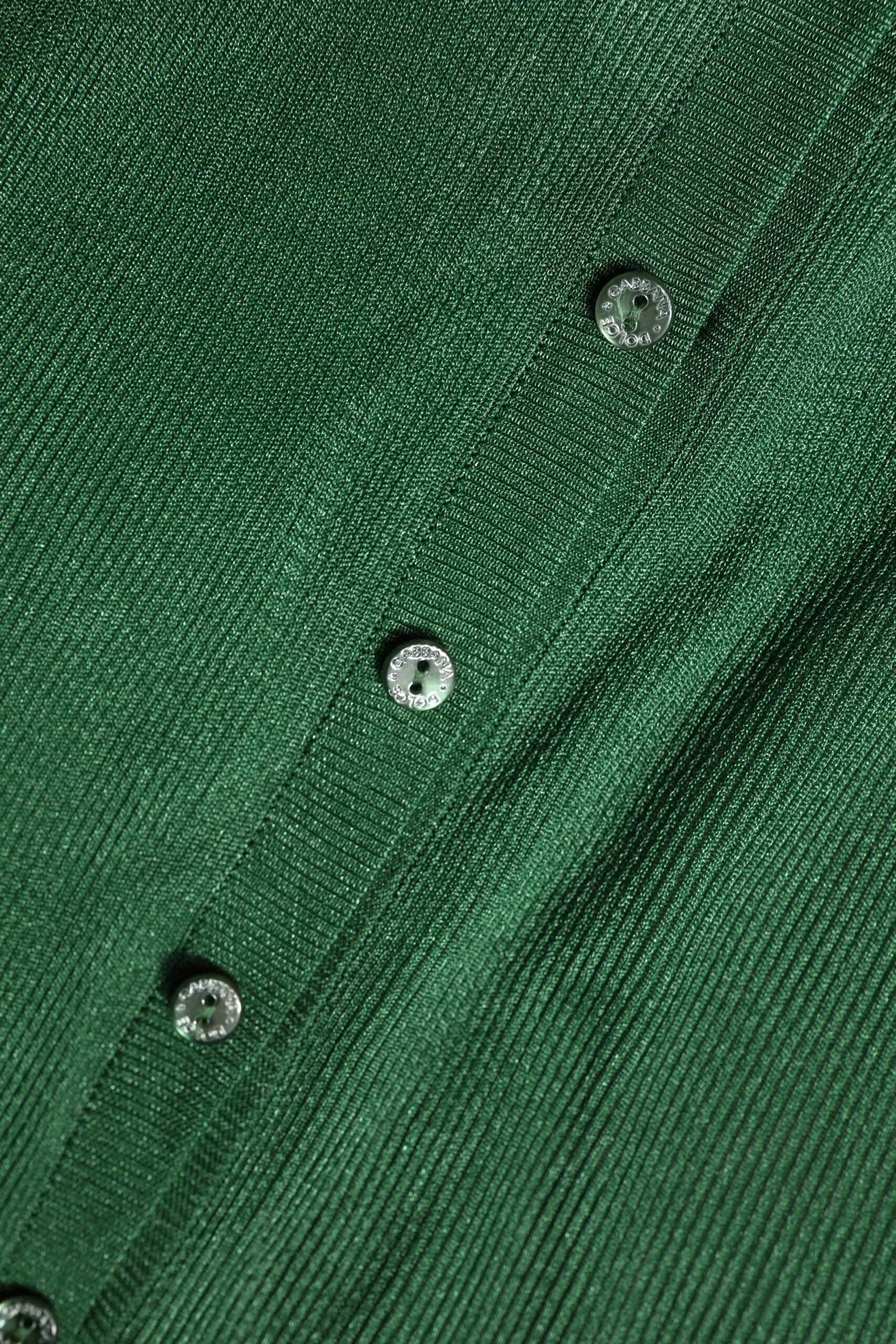 Dolce & Gabbana Green Polyester Long Sleeves Cardigan Sweater - IT40|S - Cardigans