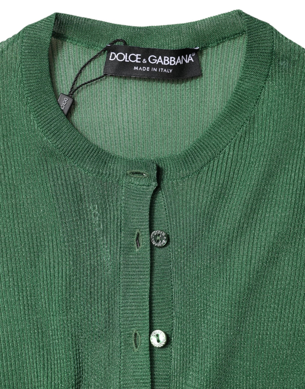 Dolce & Gabbana Green Polyester Long Sleeves Cardigan Sweater - IT40|S - Cardigans